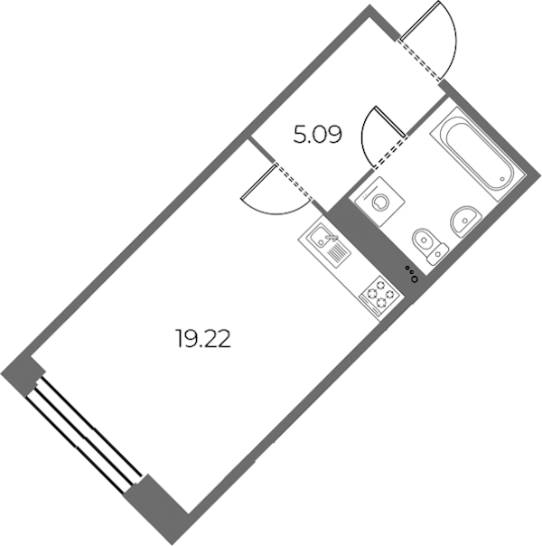 Квартира студия 28.98 м², 2/15 эт., ЖК «Огни Залива»